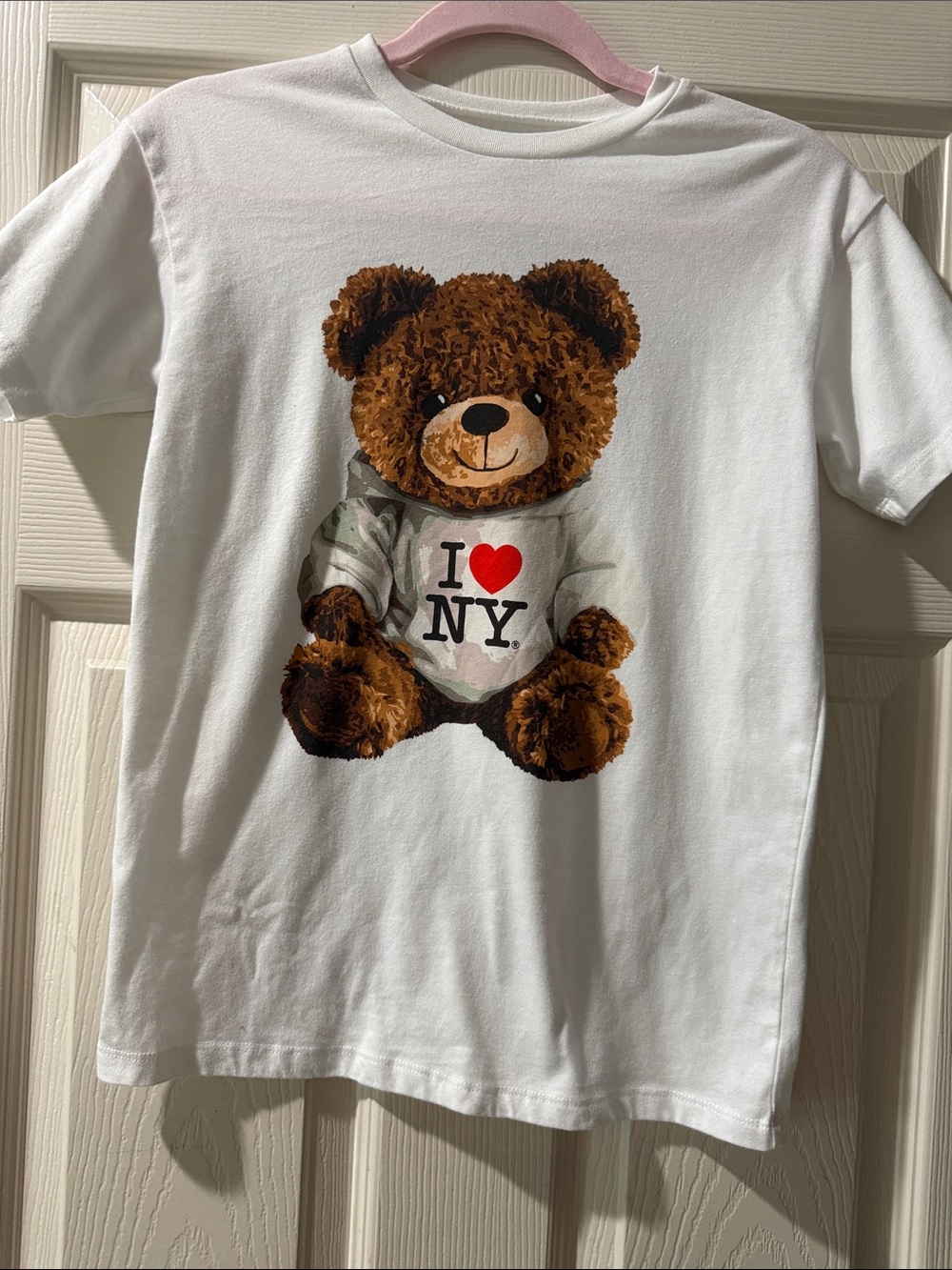 White I Love NY Teddy Graphic Tee - Women